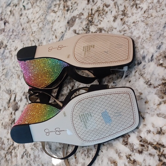 Jessica Simpson Arlisa Rainbow Rhinestone Wedge Heel 🌈 Pride Size 10 - Picture 15 of 16